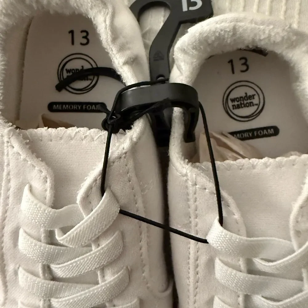 Wonder Nation Kids White Lace-Up Sneakers